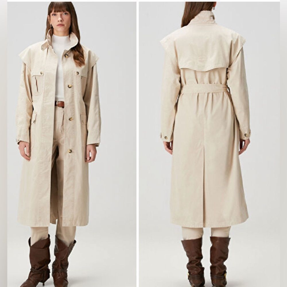 RRP US$950 Isabel Marant Etoile Michaela trench organic cotton coat NWT FR38 M